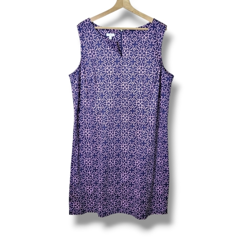 NWT Talbots Sleeveless Pink & Blue Sheath Dress